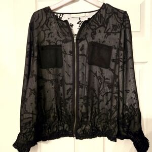 Sejour Zip-Up Jacket With Sheer Overlay